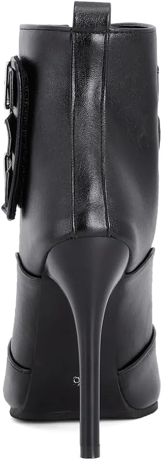Women's Peep Toe Stilettos Heeled Sandals Boots Strappy Buckle High Heels Patry Dressy Ankle Booties