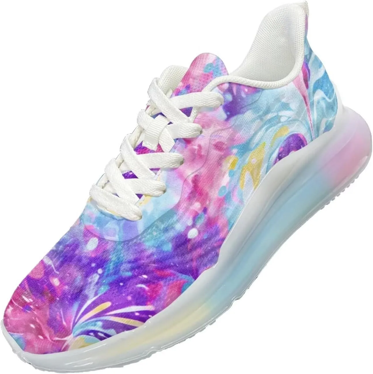 Women's Rainbow Sneaker Cozy Lightweight Air Cushion Footwear Travel Sneaker Breathable Anti-Slip Walking Shoes for Women US 6-11