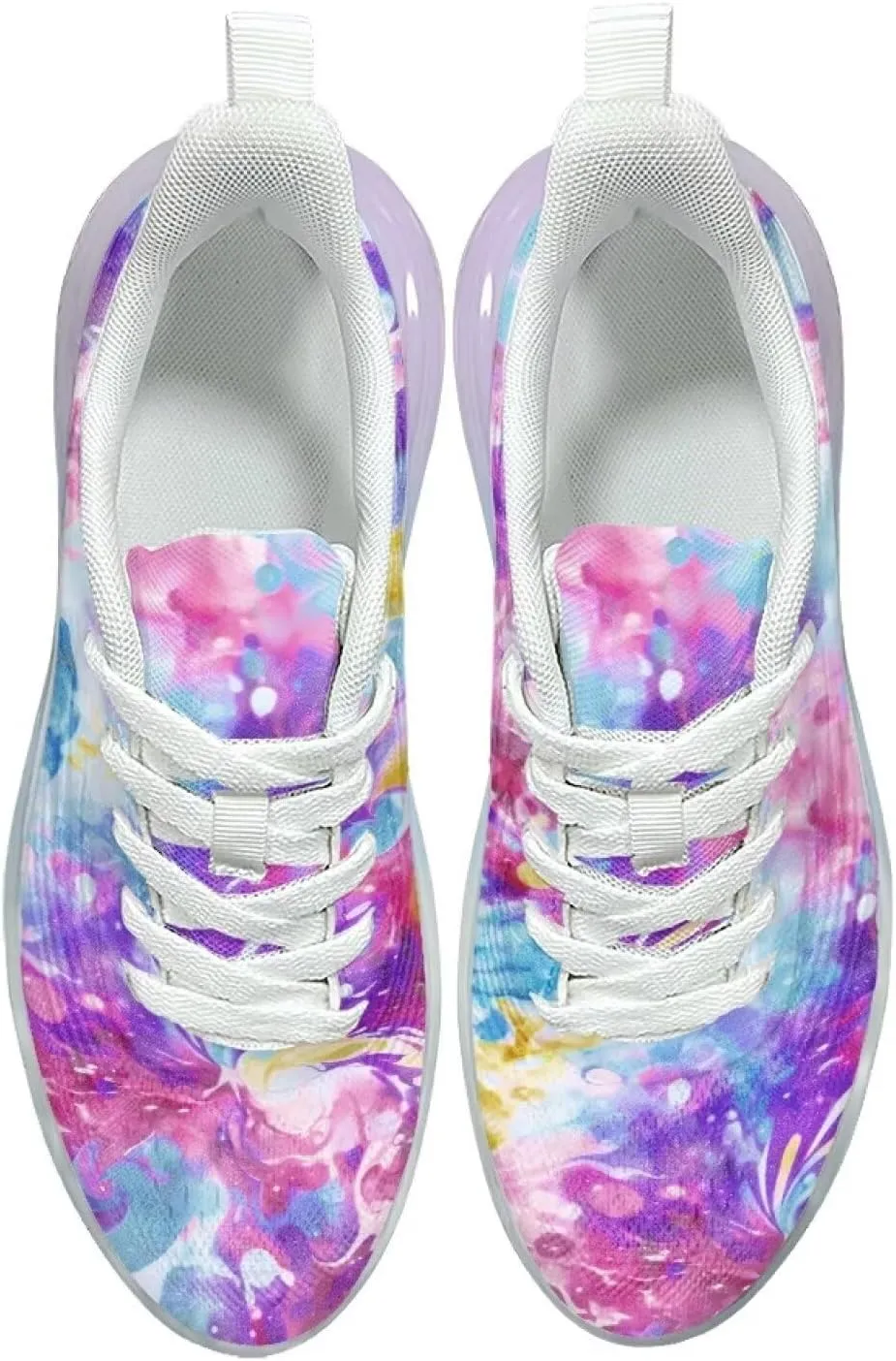 Women's Rainbow Sneaker Cozy Lightweight Air Cushion Footwear Travel Sneaker Breathable Anti-Slip Walking Shoes for Women US 6-11