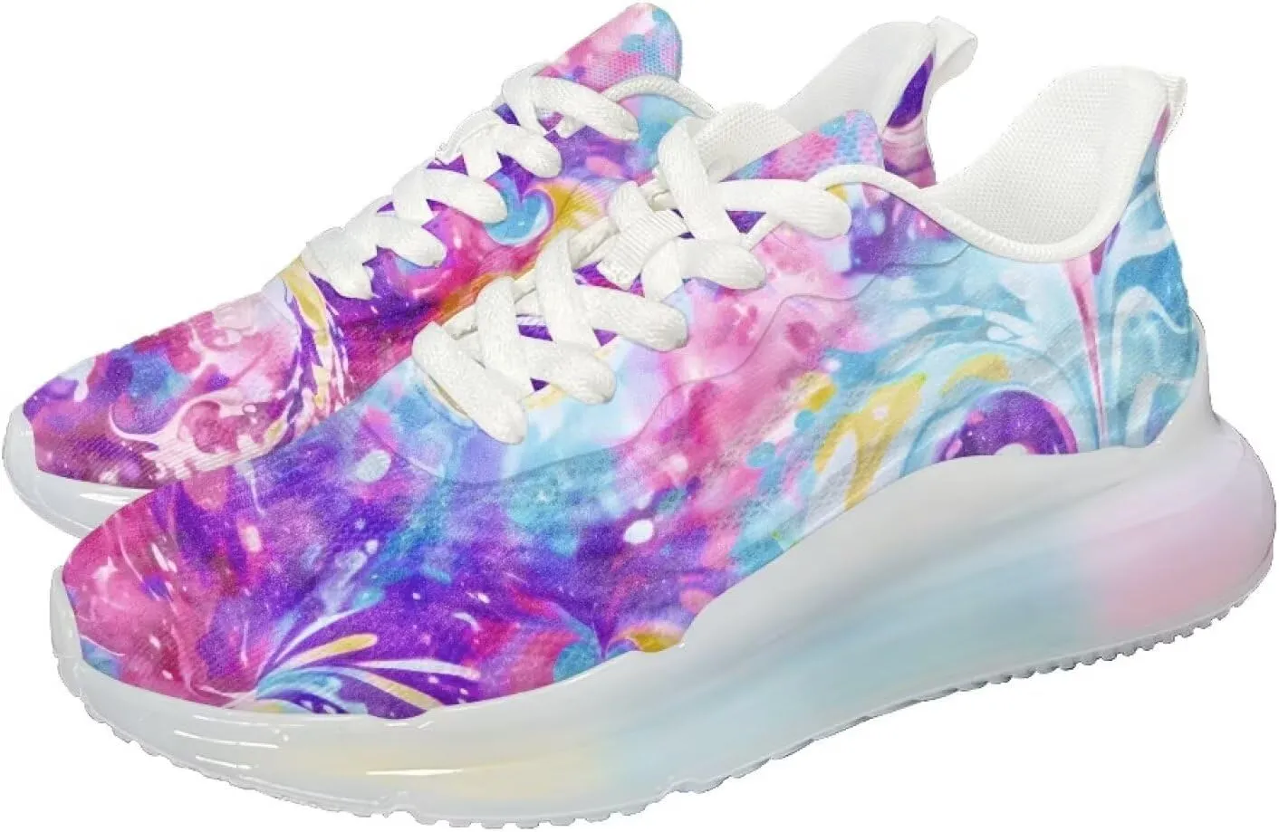 Women's Rainbow Sneaker Cozy Lightweight Air Cushion Footwear Travel Sneaker Breathable Anti-Slip Walking Shoes for Women US 6-11