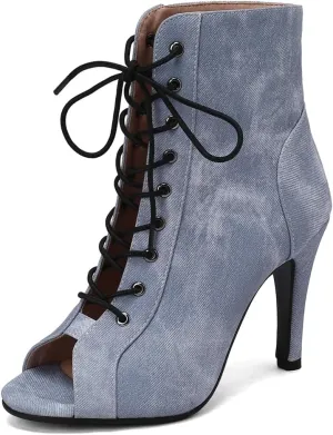 Women's Sexy Peep Toe Stilettos High Heels Ankle Booties Fashion Lace Up Dance Dressy Heeled Sandals