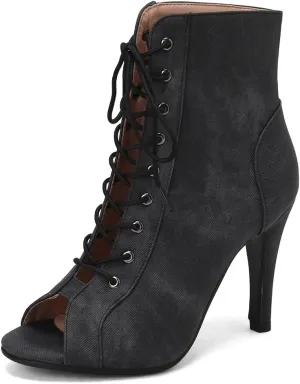Women's Sexy Peep Toe Stilettos High Heels Ankle Booties Fashion Lace Up Dance Dressy Heeled Sandals