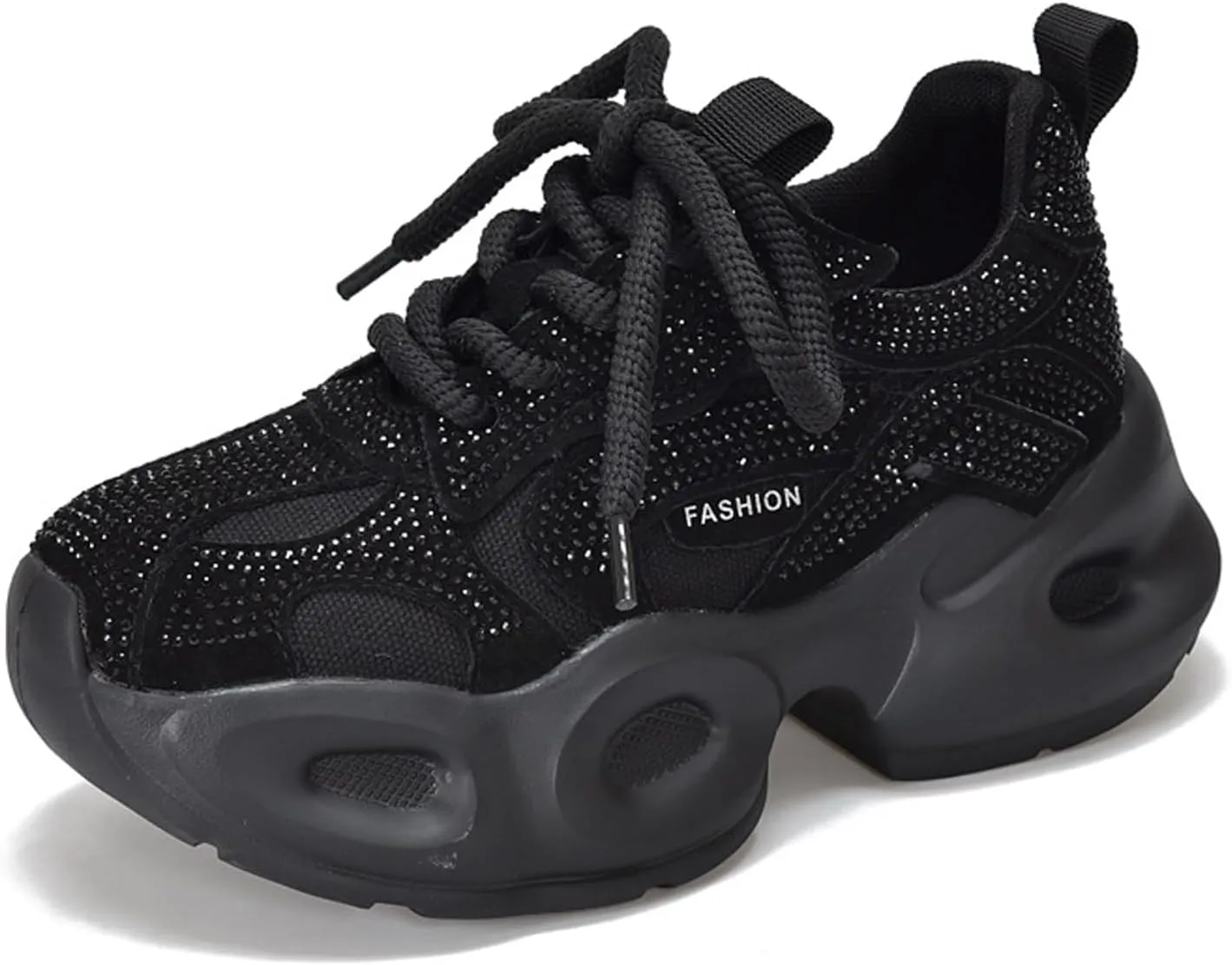 Women's Shiny Rhinestone Chunky Platform Fashion Sneakers Comfortable Mesh Wedge Heel Non-Slip Height-Enhancing Party Carnival Dad Shoes
