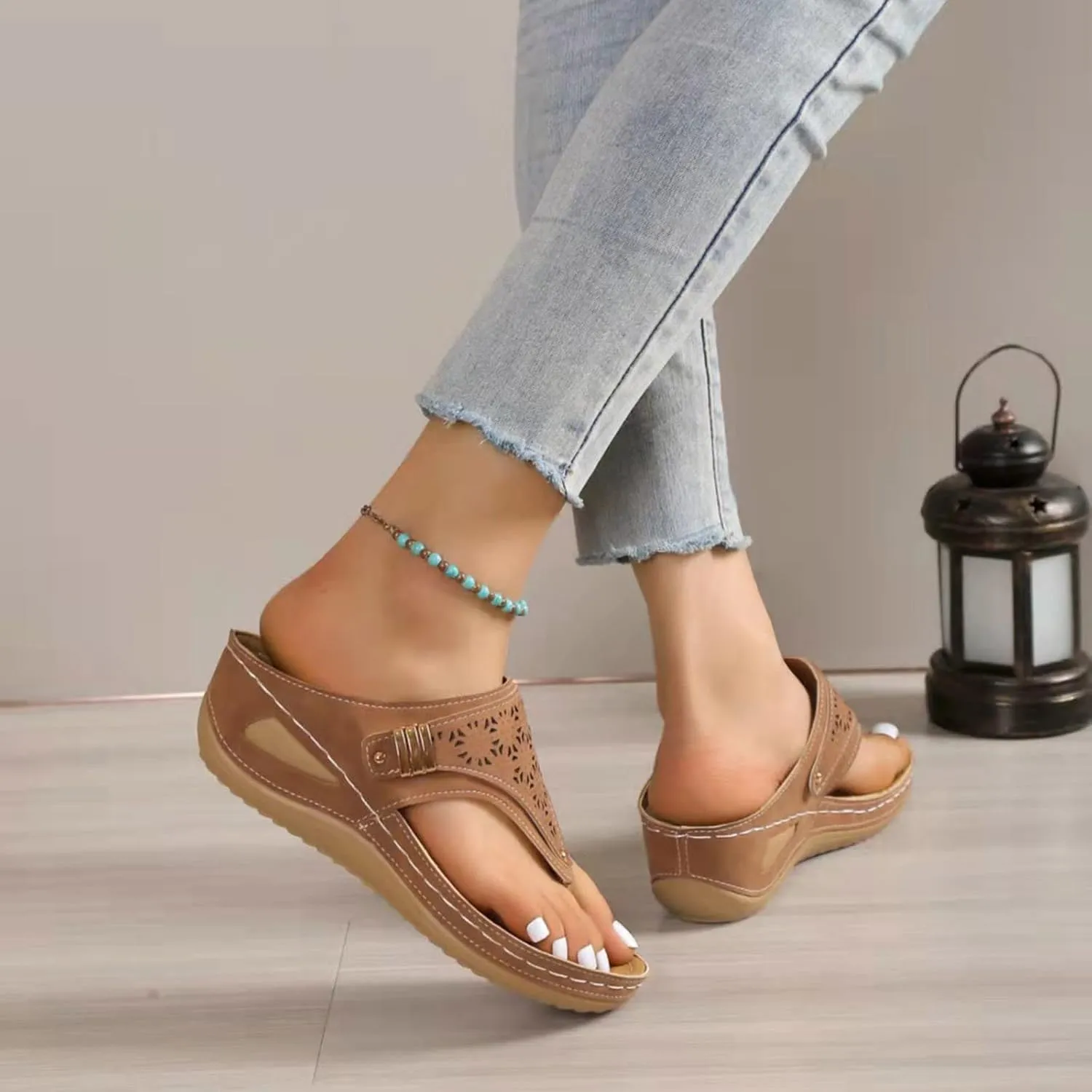 Womens Slides Orthopedic Sandals Summer Dressy Wedge Shoes Casual Walking Sandals with Comfortable Plantar Fasciitis
