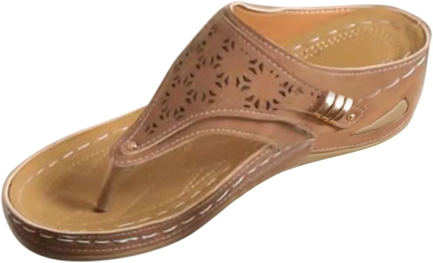 Womens Slides Orthopedic Sandals Summer Dressy Wedge Shoes Casual Walking Sandals with Comfortable Plantar Fasciitis