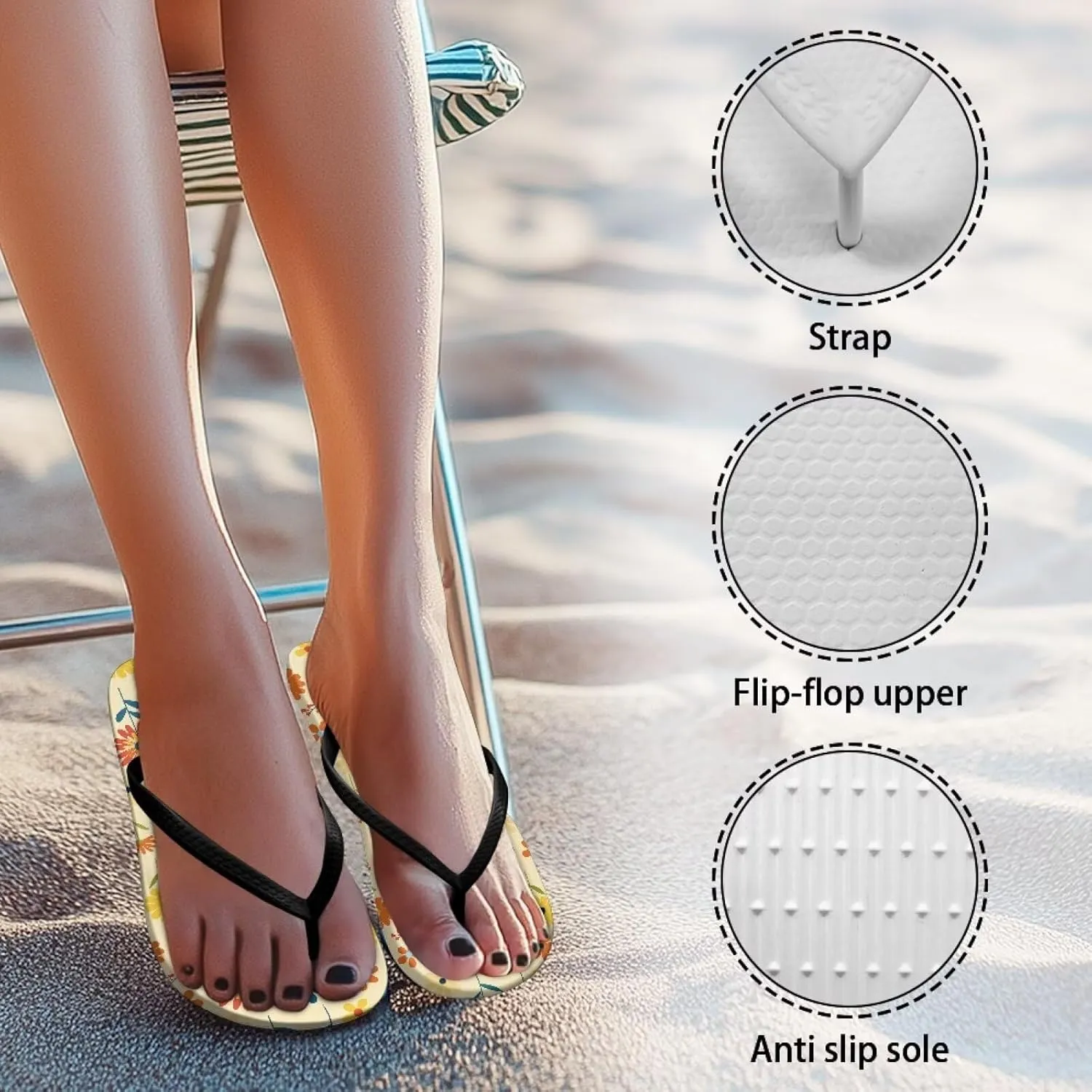 Womens Slides Sandals Indoor Bathroom Shower Slippers Open-toe Beach Sandal Wide Toe Soft Bedroom Slippers Fashion Summer Shoes Size US 5.5-9.5