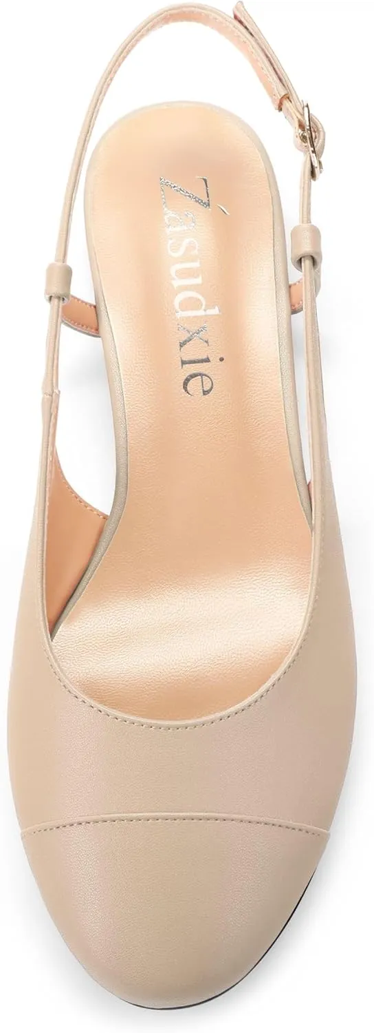 Women's Slingback Flats, Round Toe Flats for Women Dressy Casual Work Office Party, Women's Flats Dress Shoes