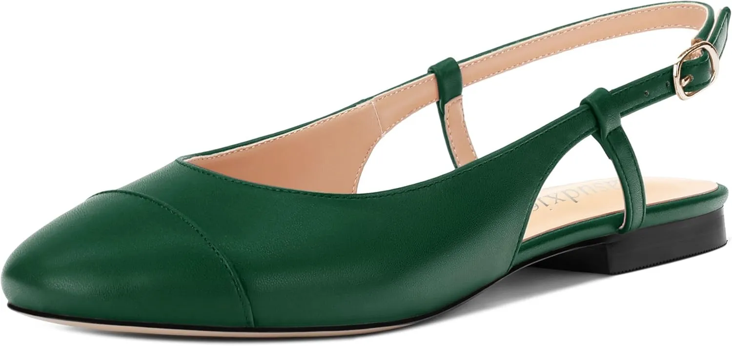 Women's Slingback Flats, Round Toe Flats for Women Dressy Casual Work Office Party, Women's Flats Dress Shoes