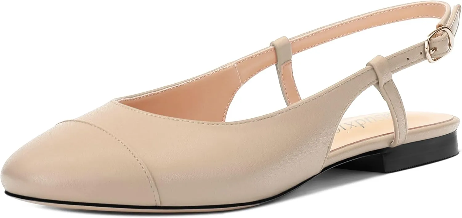 Women's Slingback Flats, Round Toe Flats for Women Dressy Casual Work Office Party, Women's Flats Dress Shoes