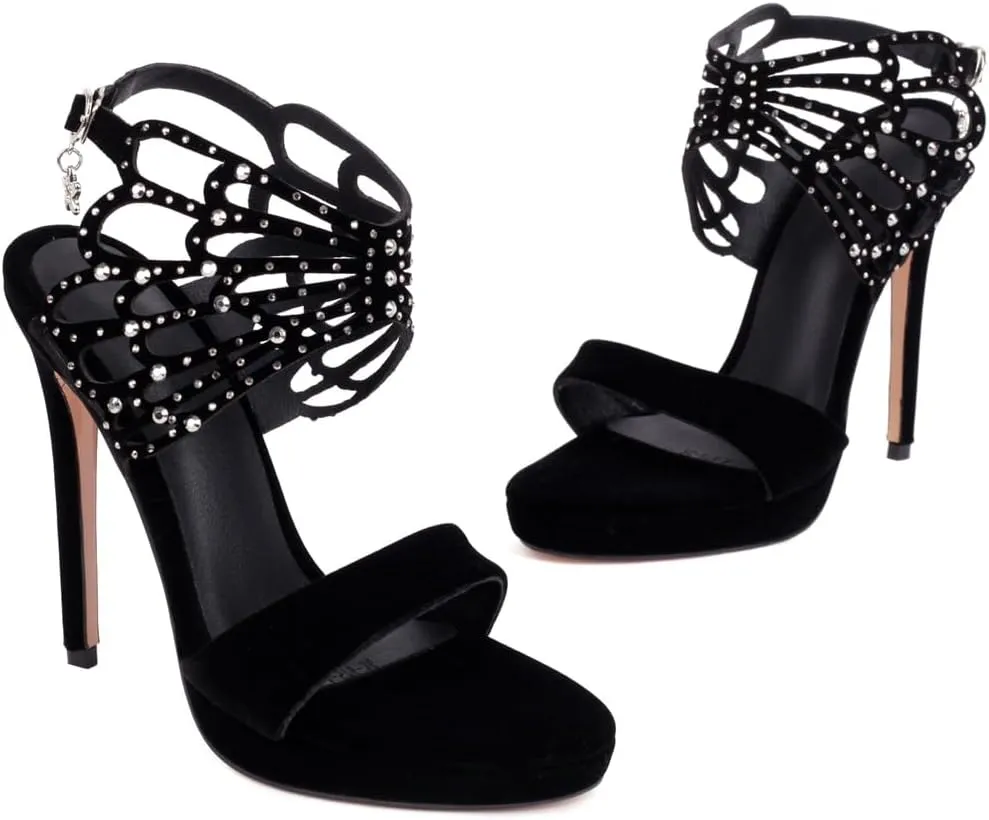 Women's Sparkly Rhinestone Stilettos High Heel Evening Sandals Sexy Platform Open Toe Wedding Party Heeled Sandal