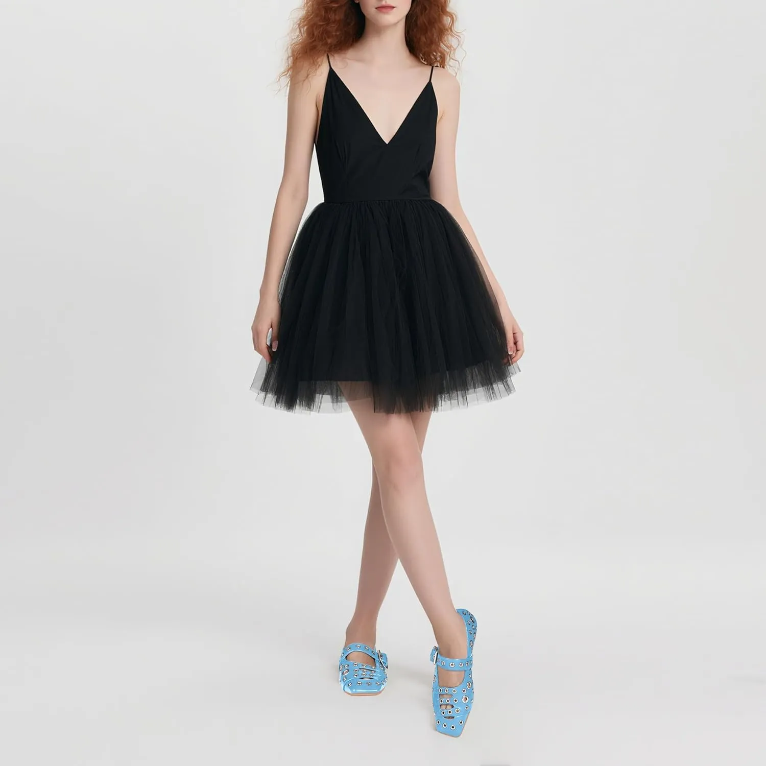 Women's Square Toe Ballet Flats Studded Metal Eyelet Perforated Hollow Out Buckle Mary Janes Shoes