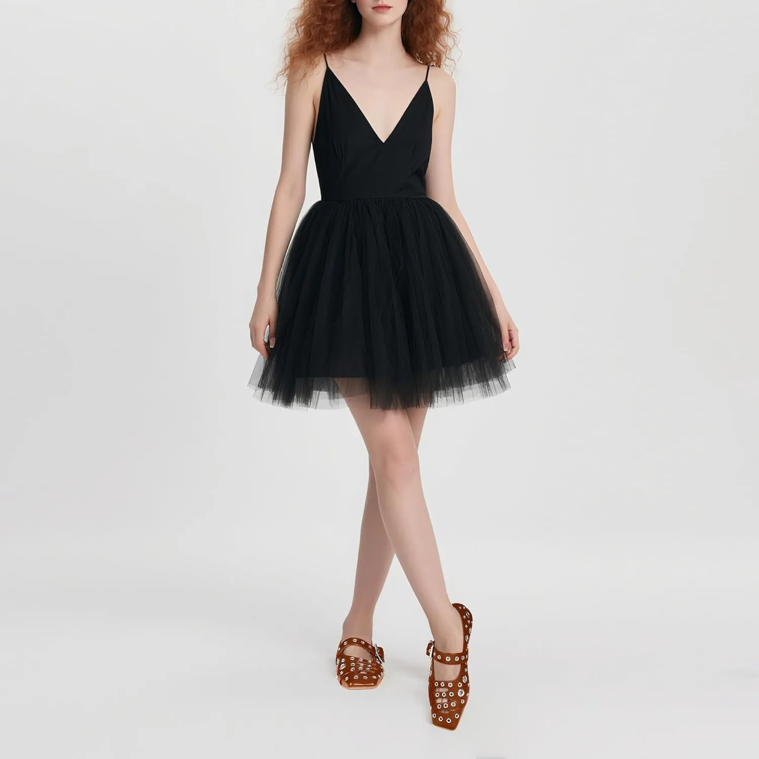 Women's Square Toe Ballet Flats Studded Metal Eyelet Perforated Hollow Out Buckle Mary Janes Shoes