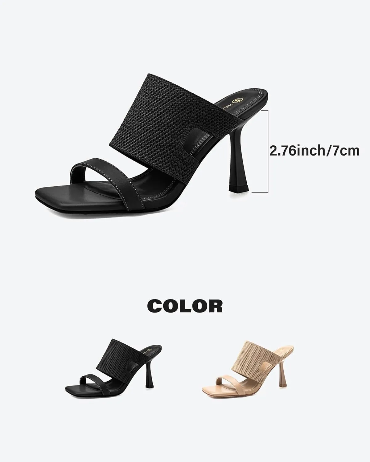 Women's Stiletto Heels Sandals, Pointed Toe, Slip-on Evening Party Shoes, Cushioned Insole