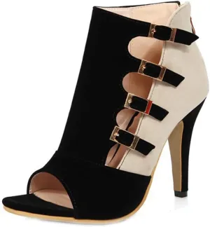 Women's Stilettos High Heel Sandals Sexy Peep Toe Buckle Strappy Zipper Dress Pumps Caged Booties