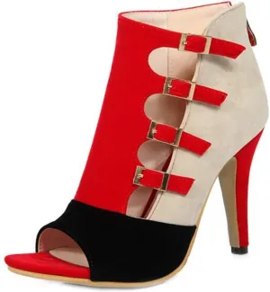 Women's Stilettos High Heel Sandals Sexy Peep Toe Buckle Strappy Zipper Dress Pumps Caged Booties