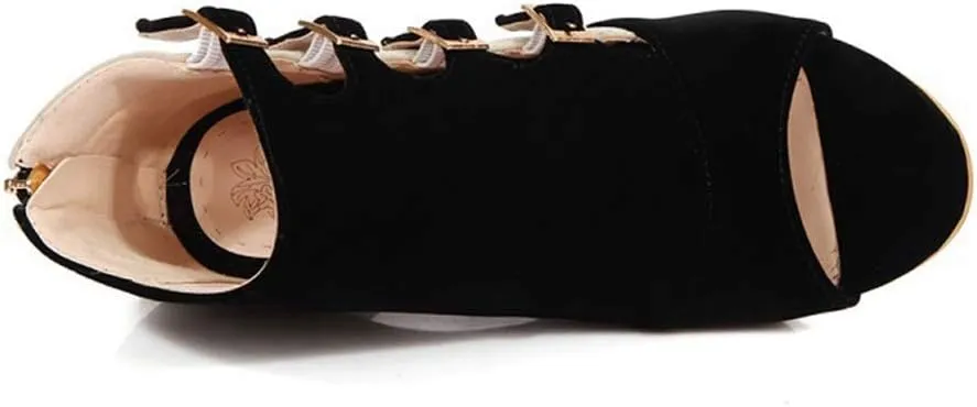 Women's Stilettos High Heel Sandals Sexy Peep Toe Buckle Strappy Zipper Dress Pumps Caged Booties