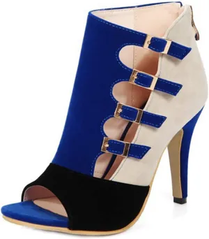 Women's Stilettos High Heel Sandals Sexy Peep Toe Buckle Strappy Zipper Dress Pumps Caged Booties