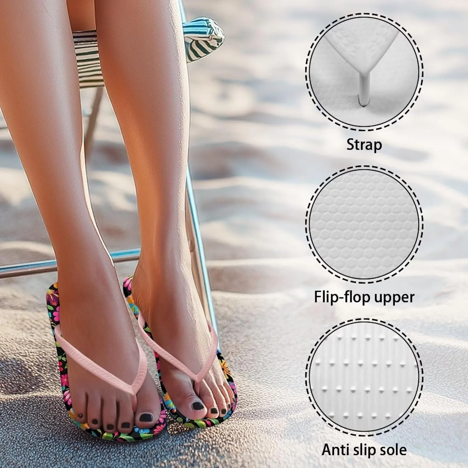 Womens Toe Slide Sandals Starfish Shells Fashion Beach Shoes Summer House Slides Comfort Shower Sandals Anti-skid Bathroom Slippers Size US 5.5-9.5