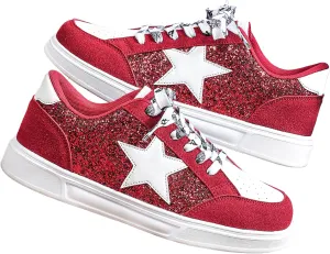 Women's Y2K Star Glitter Chunky Skate Shoes Retro Platform Sneakers, Shiny Outdoor Casual Shoes for Streetwear