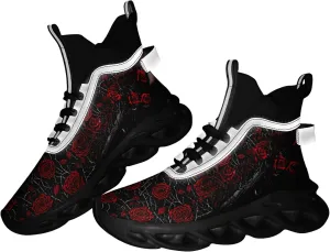 Womens/Mens Athletic High-Top Fashion Sneakers Gothic Style Lace Up Cushion Socks Sneakers Sport Gym Lightweight Tennis Shoes