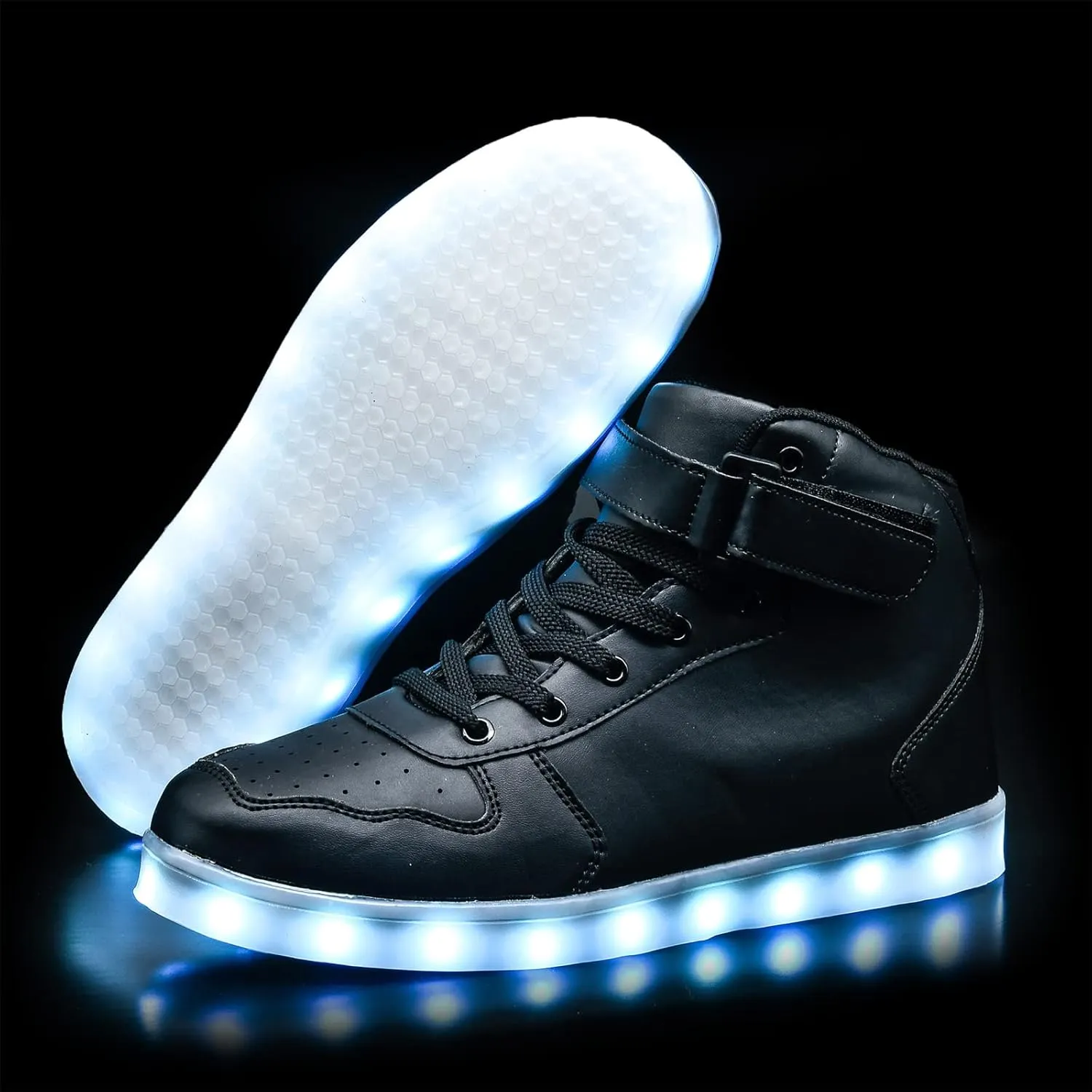 Wooowyet Men LED Light Up Shoes for Women High Top Lights Sneakers Glowing Neon Luminous Sequin Fashion Sparkle Bling Shiny Punk Boots LED Shoes
