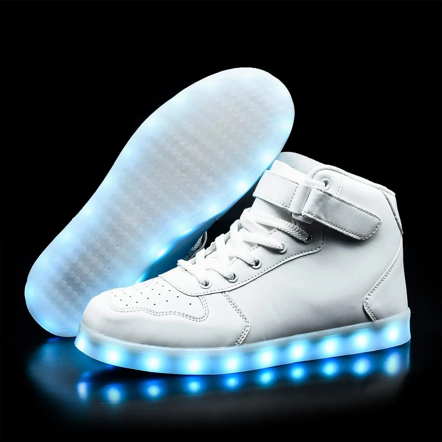 Wooowyet Men LED Light Up Shoes for Women High Top Lights Sneakers Glowing Neon Luminous Sequin Fashion Sparkle Bling Shiny Punk Boots LED Shoes