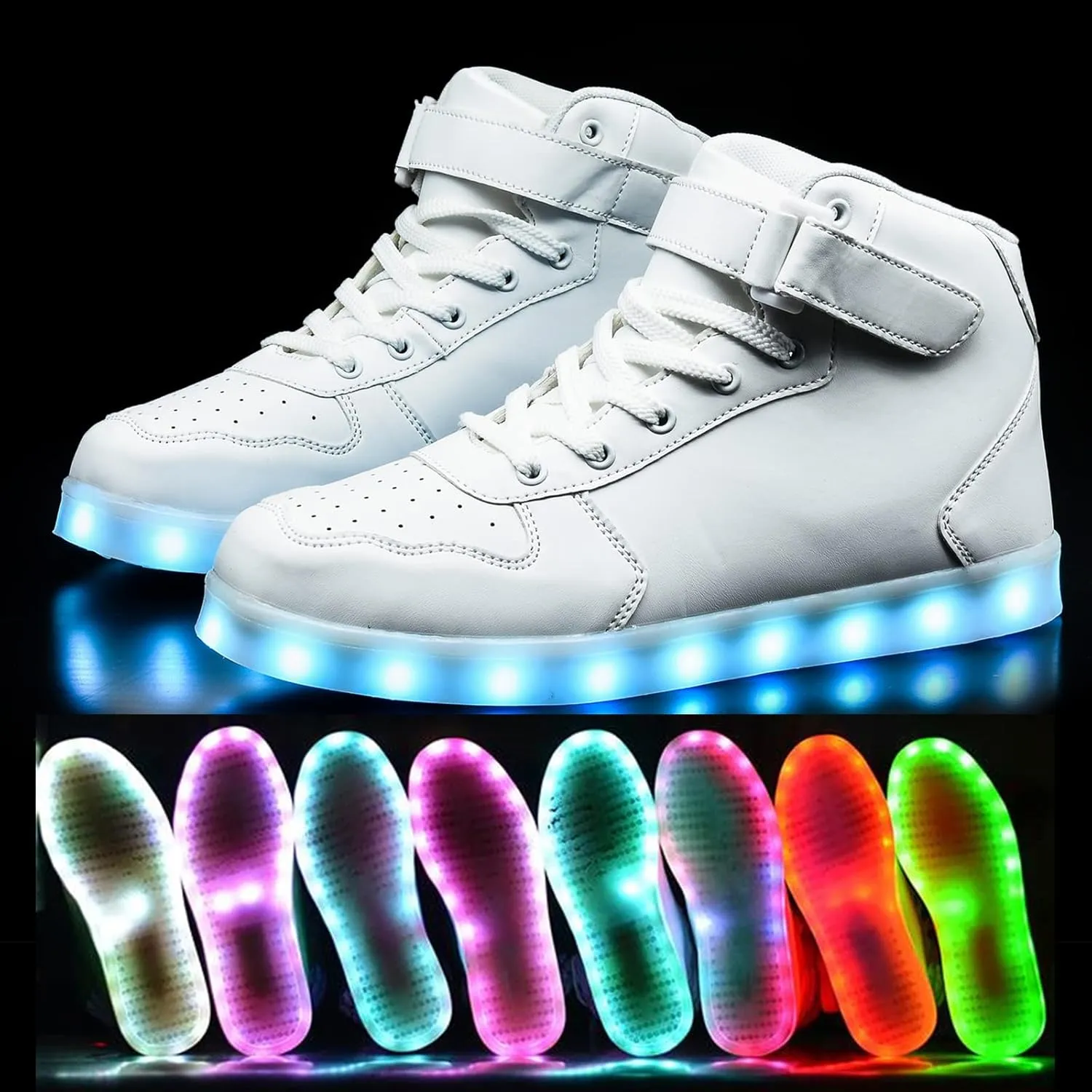 Wooowyet Men LED Light Up Shoes for Women High Top Lights Sneakers Glowing Neon Luminous Sequin Fashion Sparkle Bling Shiny Punk Boots LED Shoes