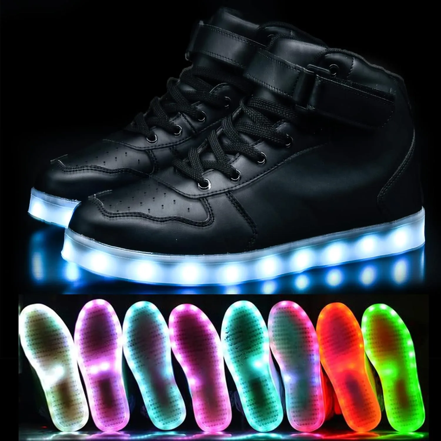 Wooowyet Men LED Light Up Shoes for Women High Top Lights Sneakers Glowing Neon Luminous Sequin Fashion Sparkle Bling Shiny Punk Boots LED Shoes