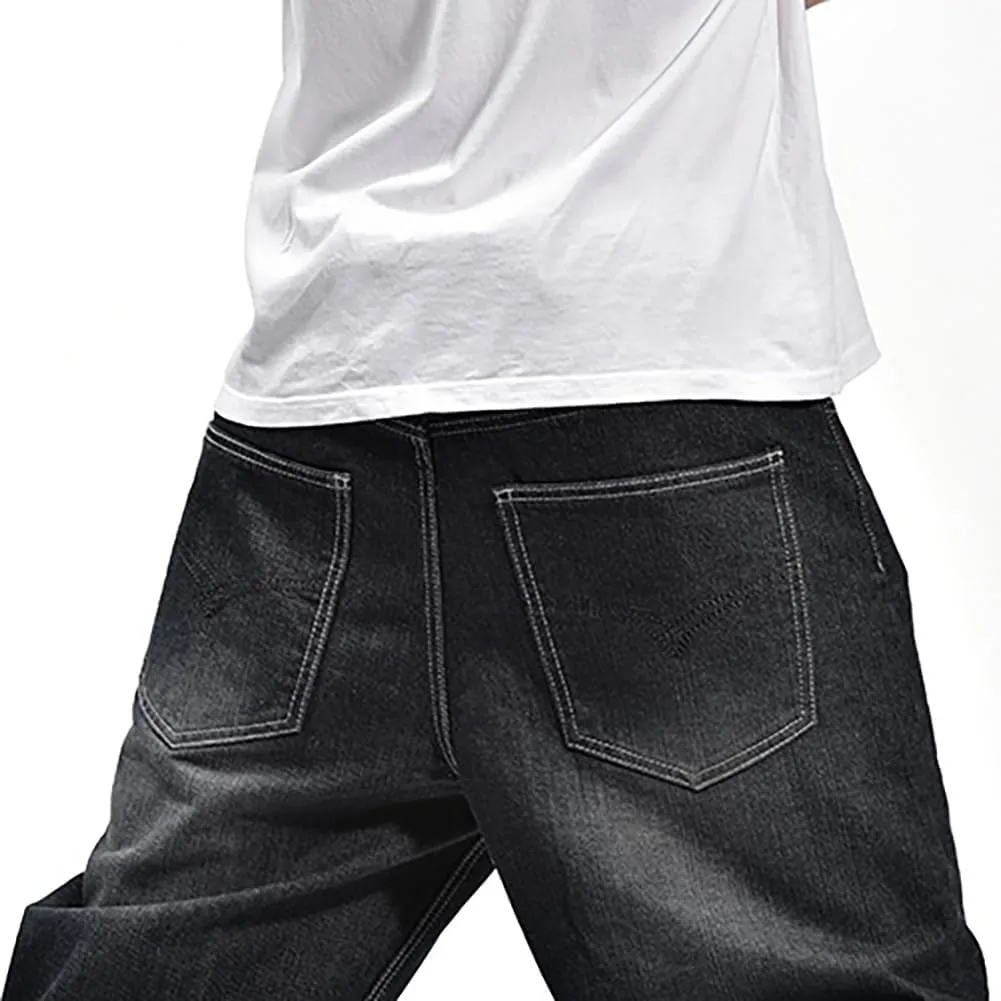 XYGJZ Mens Baggy Hip Hop Jeans Vintage Straight Leg Denim Pants Dance Skateboard Pants