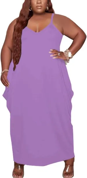 YeGine Oversize Tshirt Dress Plus Size Short Sleeve Maxi Dress with Pockets
