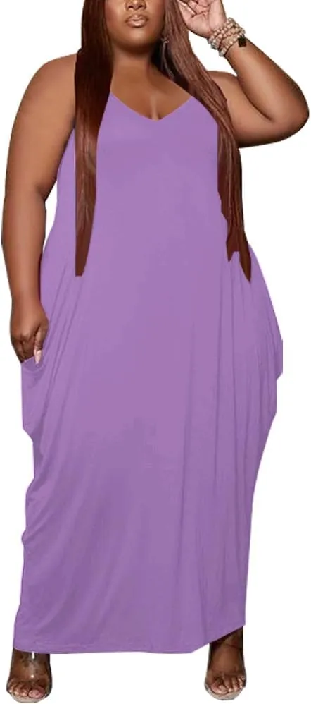 YeGine Oversize Tshirt Dress Plus Size Short Sleeve Maxi Dress with Pockets