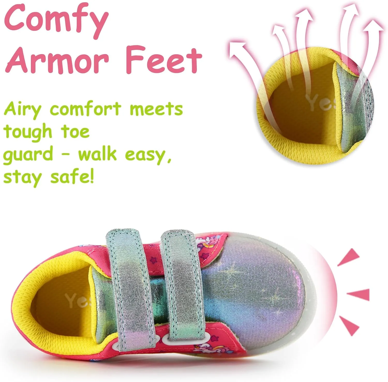 YESKIS Boys Girls Light Up Sneakers LED Flashing Canvas Shoes Vivaki Cartoon Barefoot Walking Tennis Shoes for Toddler Little Kid