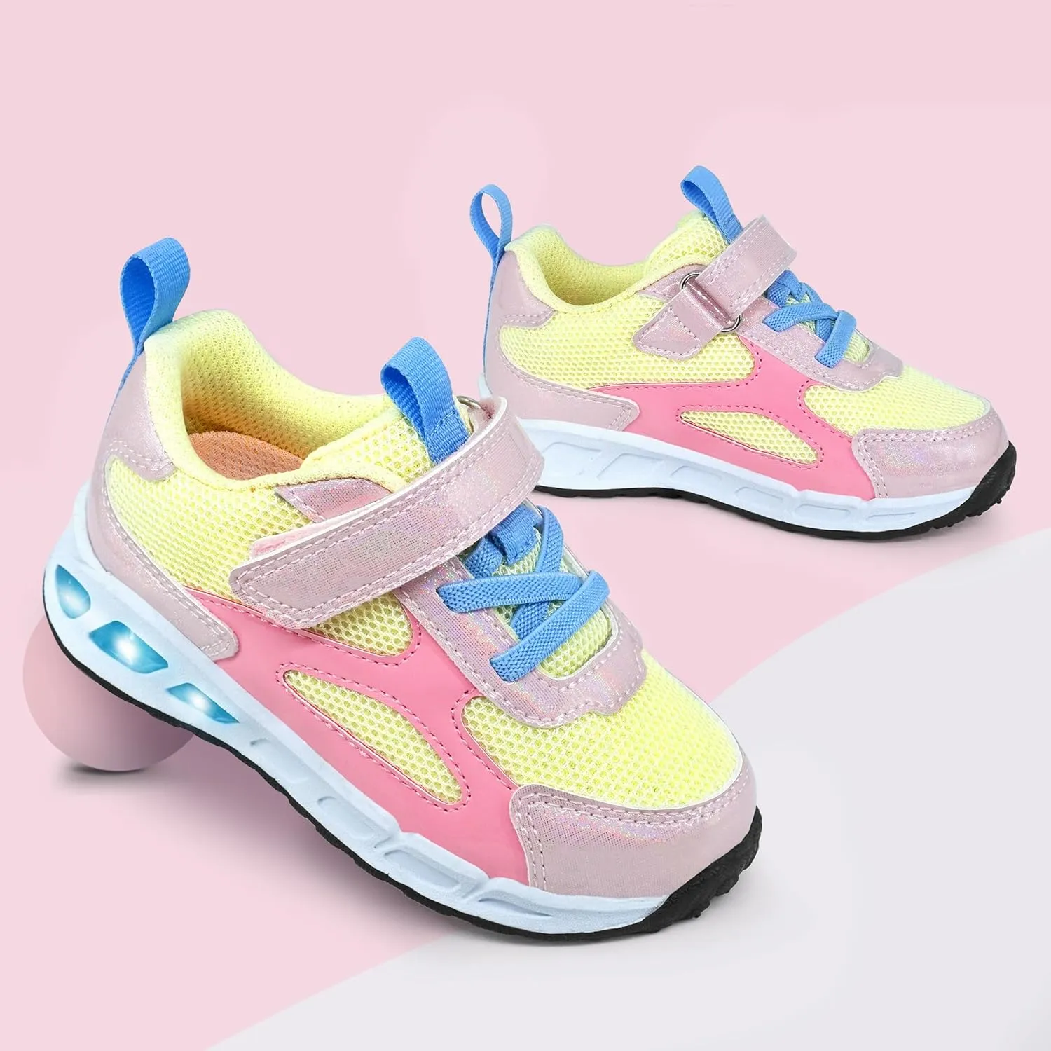 YESKIS Toddler Boys Girls Light Up Shoes LED Flashing Lightweight Mesh Breathable Adorable Running Sneakers for Toddler and Little Kid