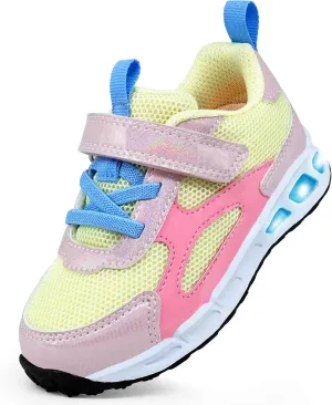 YESKIS Toddler Boys Girls Light Up Shoes LED Flashing Lightweight Mesh Breathable Adorable Running Sneakers for Toddler and Little Kid