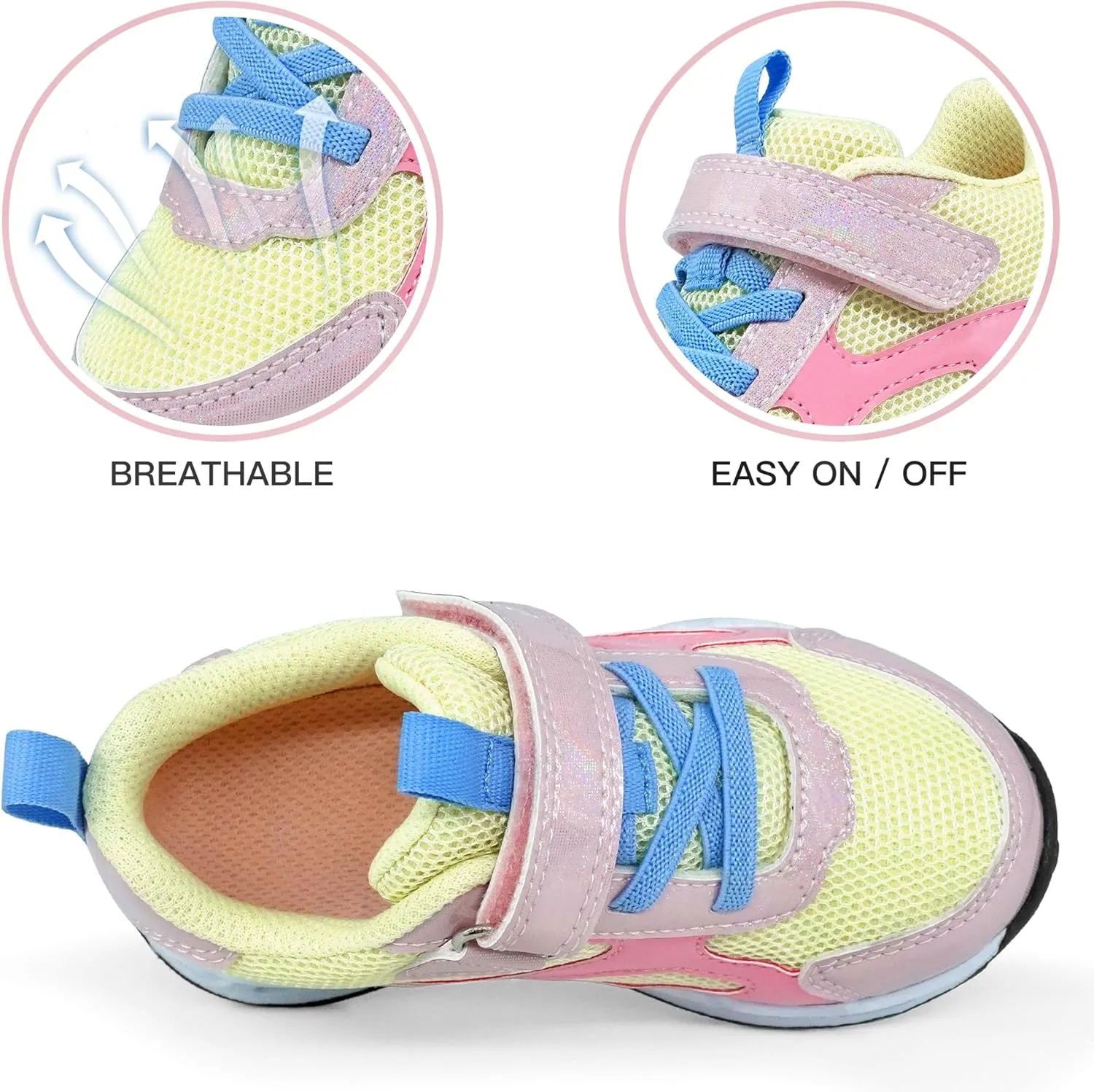 YESKIS Toddler Boys Girls Light Up Shoes LED Flashing Lightweight Mesh Breathable Adorable Running Sneakers for Toddler and Little Kid