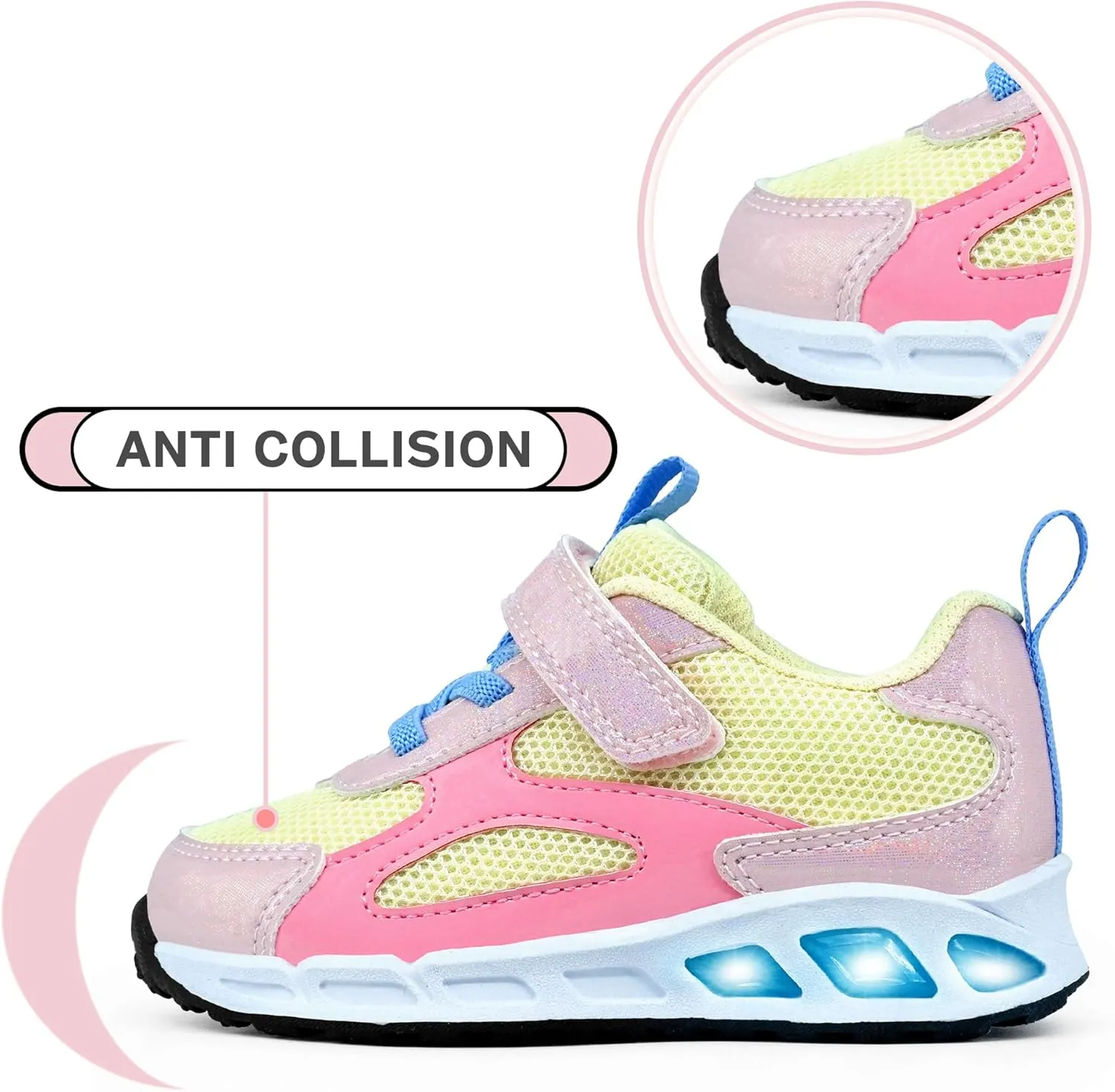 YESKIS Toddler Boys Girls Light Up Shoes LED Flashing Lightweight Mesh Breathable Adorable Running Sneakers for Toddler and Little Kid