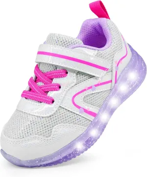 YESKIS Toddler Boys Girls Light Up Shoes LED Flashing Lightweight Mesh Breathable Adorable Running Sneakers for Toddler and Little Kid