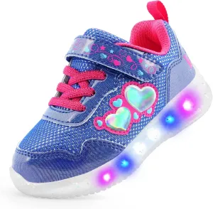 YESKIS Toddler Boys Girls Light Up Shoes LED Flashing Lightweight Mesh Breathable Adorable Running Sneakers for Toddler and Little Kid