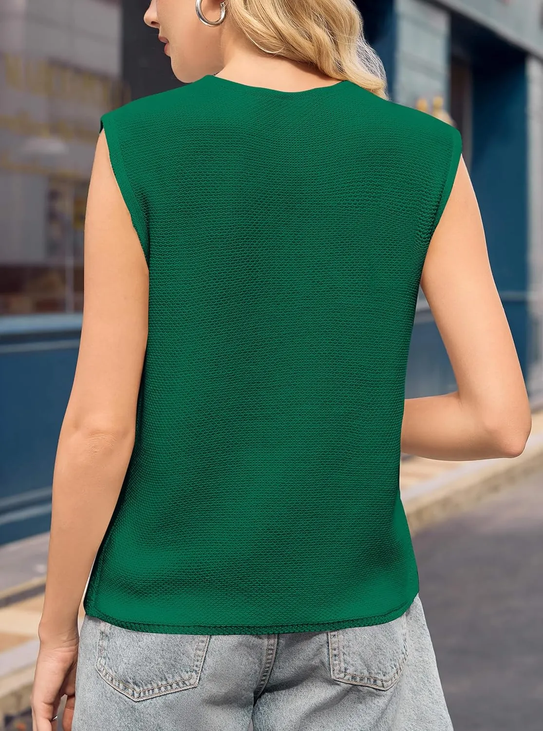 Yousify Women’s Tie Front Sweater Vest 2025 Summer Sleeveless Crochet Knit Tops Lightweight Cardigan Sweaters Outfits