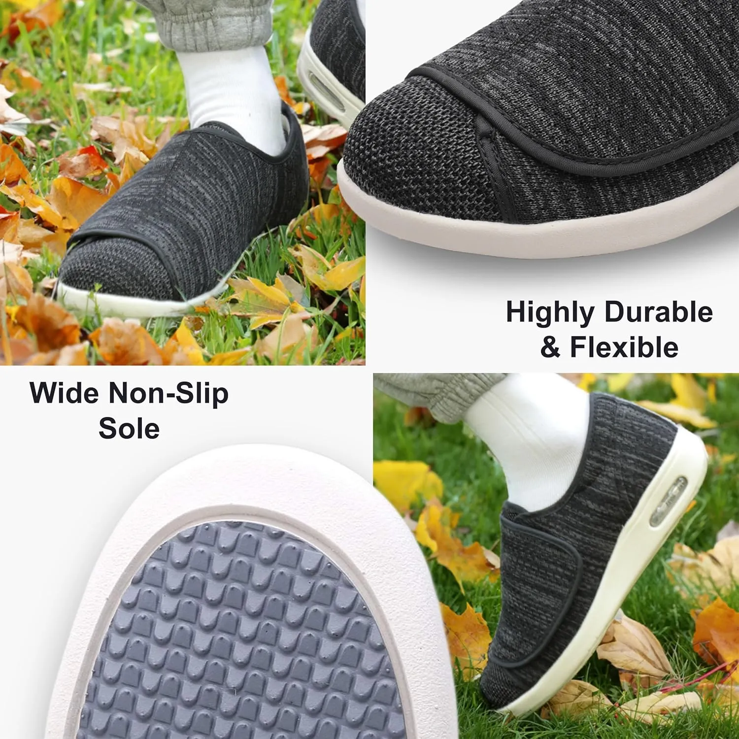 youyun Diabetic Shoes for Elderly Wide for Women Walking Shoes Adjustable Closure Breathable Lightweight Width X-Wide Non Slip Air Cushion Sneakers for Swollen Feet Edema