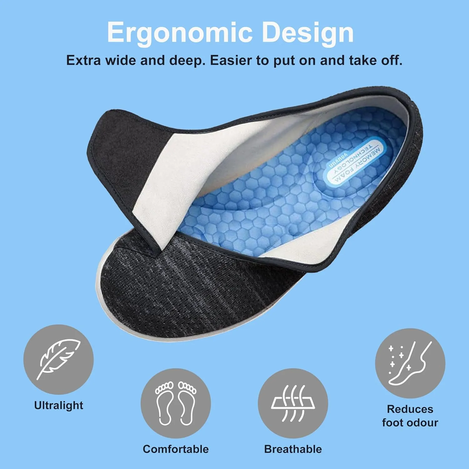 youyun Orthopedic Shoes for Women, Wide Fit Slip On Sneakers for Diabetics, Plantar Fasciitis and Swollen Feet Support, Lightweight Comfort and Breathable (Size 6-10)
