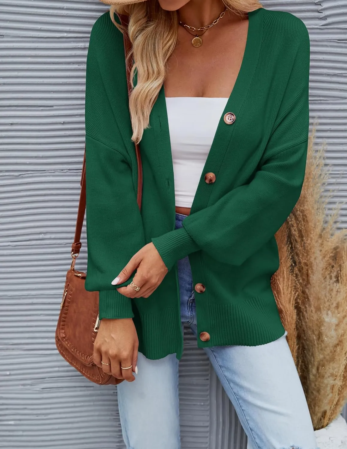 ZESICA Women's Casual Long Sleeve Cardigan V Neck Button Down Open Front Knit Loose Oversized Sweater Coat