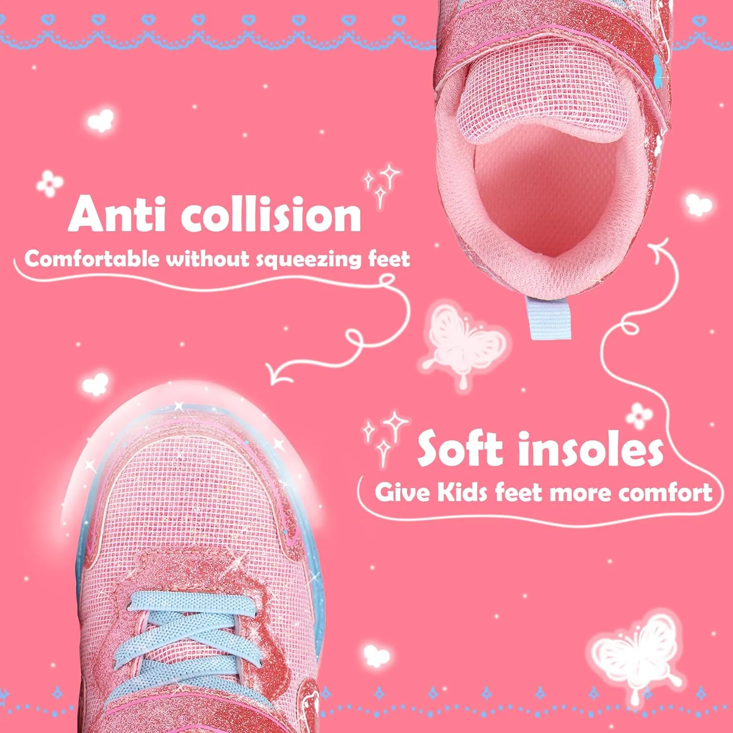 ZKA Toddler Light Up Shoes for Girls Boys Size 5 to Size 13 Sparkle Walking Running Tennis Casual Fashion Sport