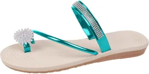 ZSpzx Women's Split Toe Flat Sandals,Open Toe Flower Rhinestones Sparkly Sandals Cushioned Footbed Non Slip Slides Ladies Summer Comfortable Beach Shoes for Travel Vacation Outdoor Indoor