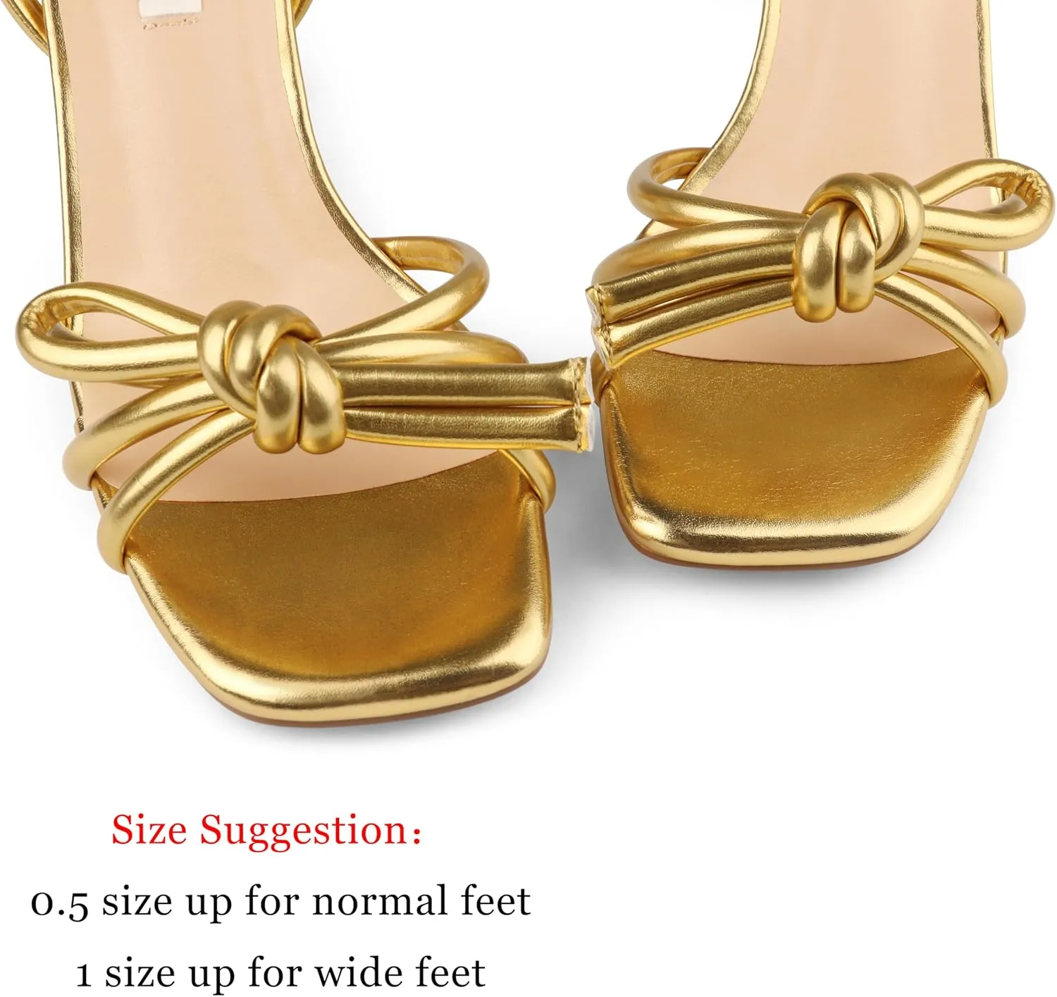 Zzheels Women's Square Toe Sandals Bowknot Chunky High Heels Strappy Bow Heels Dress Party Shoes